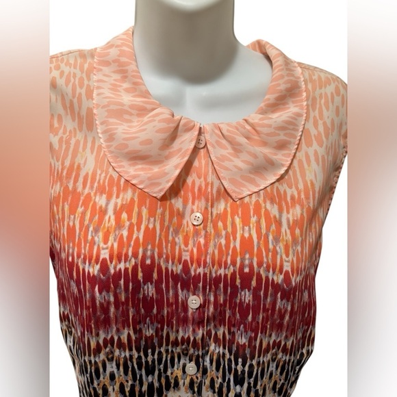 CAbi Love Peter Pan Collar Blouse Sz L #3078 Peach Cran Black Business Career - Picture 2 of 8